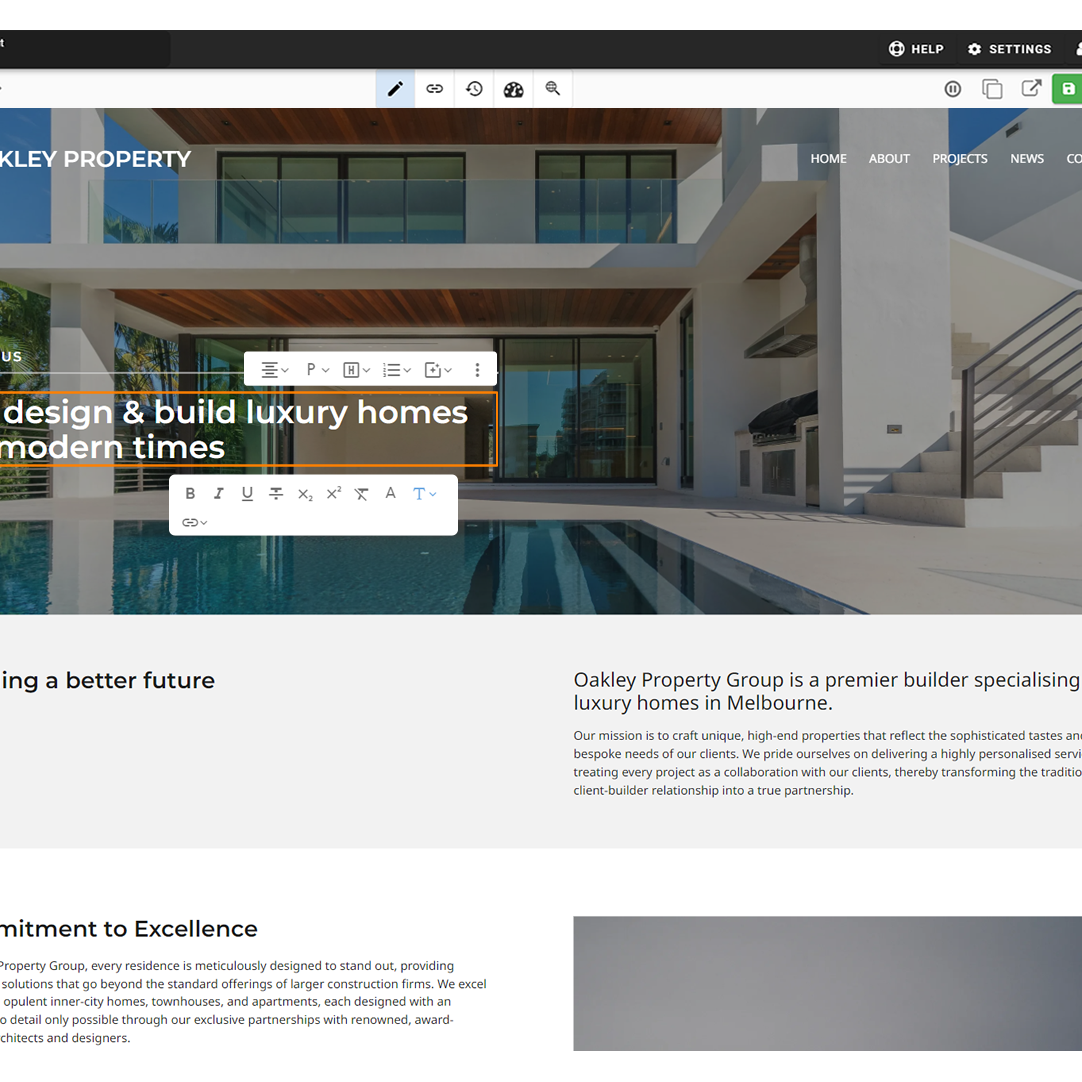 Homepage admin